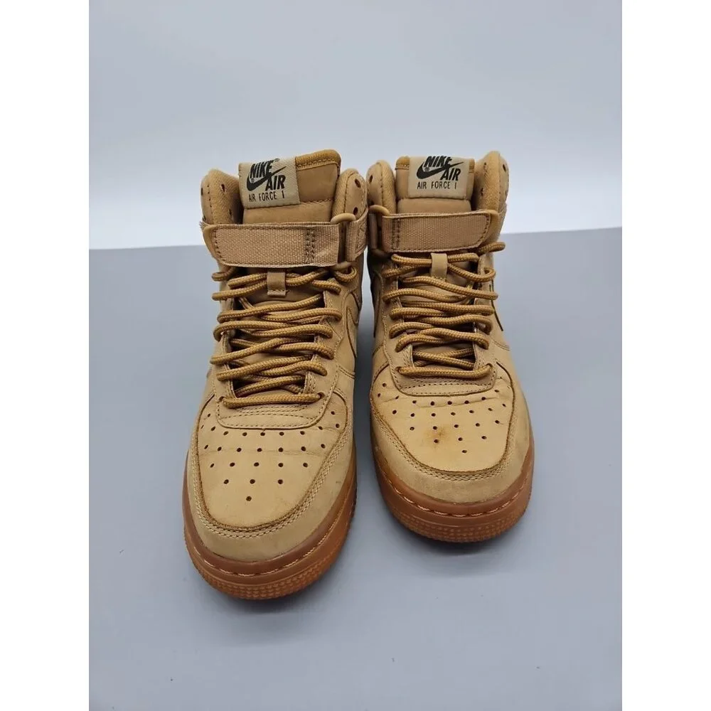 Nike Air Force 1‎ High Top Sneaker Suade/Khaki Shoe Size US 4.5Y UK 4 EUR 36.5
